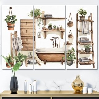 Designart "Natural Bathroom Decor XIII" Bathroom Wall Decor Set - Bed ...